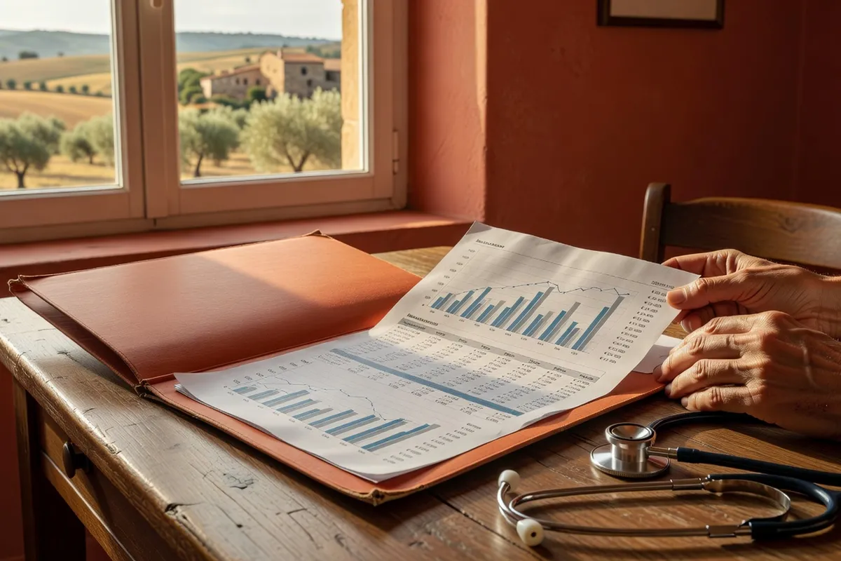 Tableau de bord financier présentant les dotations ACI et NMR d'une maison de santé
