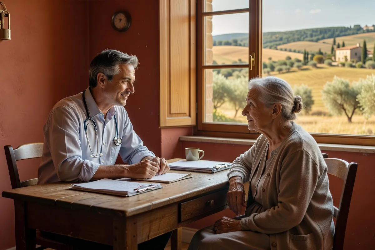 Médecin généraliste échangeant avec une infirmière lors d'une réunion de concertation en MSP rurale