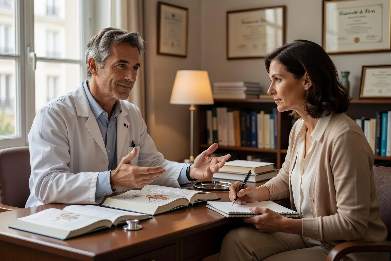 Médecin expliquant un terme médical à un patient