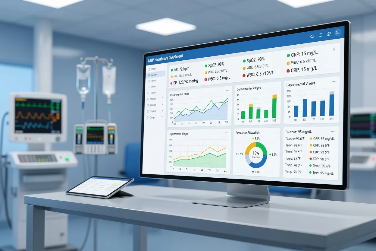 Tableau de bord médical MSP avec indicateurs