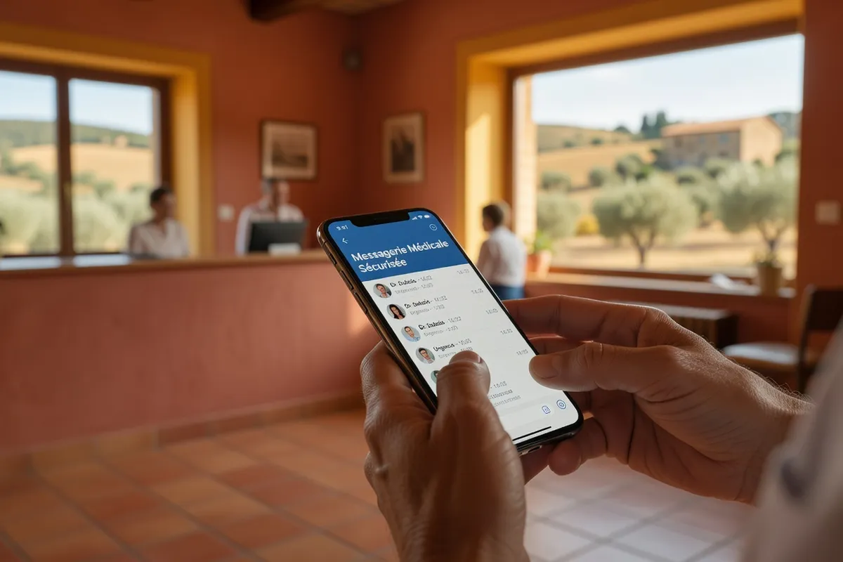 Patient consultant Mon espace santé et son dossier médical partagé sur une tablette numérique