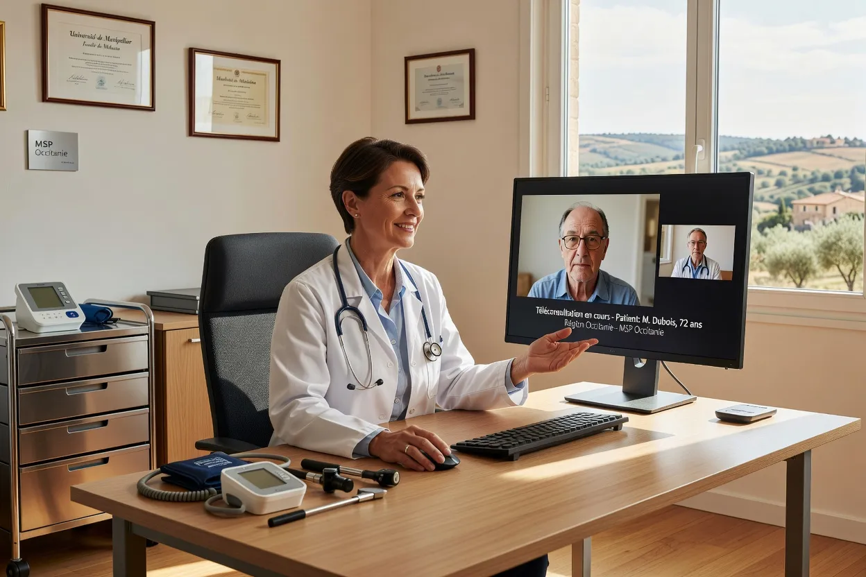 Médecin en MSP lors d'une téléconsultation