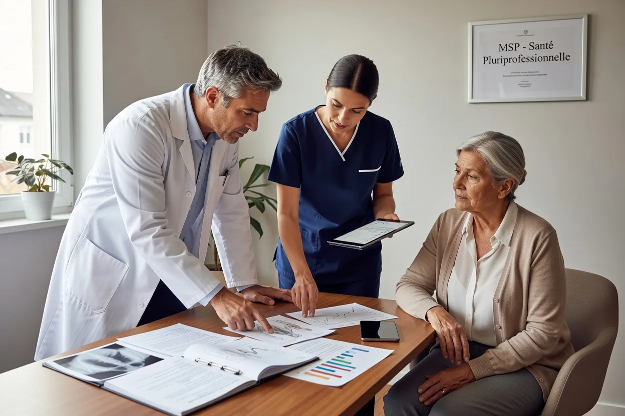 Collaboration médecin, infirmier et kiné en MSP