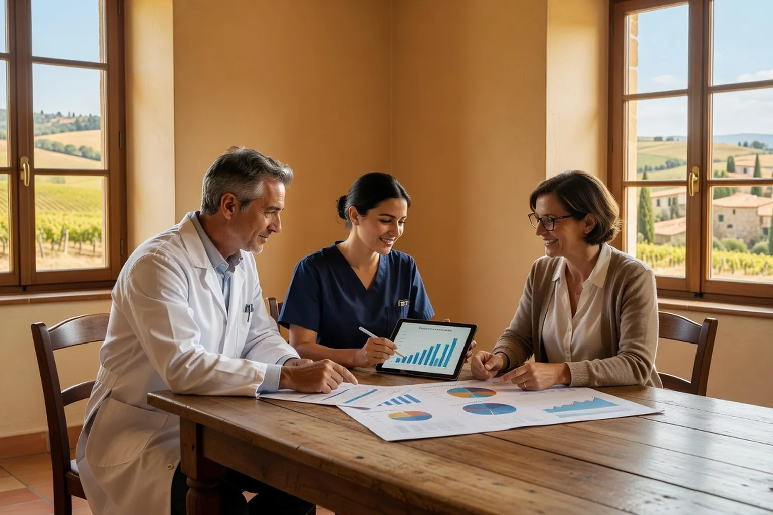 Réunion de professionnels de santé autour d'un projet de financement de maison de santé